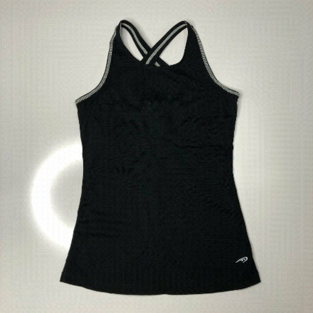 𝅺matrix Racerback Flared White Stitched Black Active Stretchy Tank Top SIZE XS